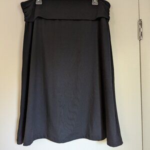 Eddie Bauer Black Ruched Fold-Over Waist Skirt
